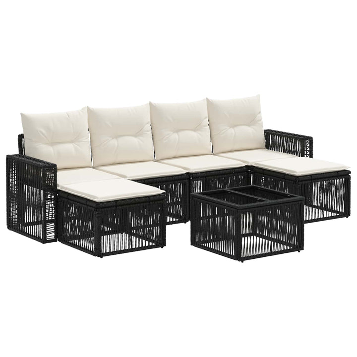 Havesofa Sæt 7 stk. Sort og Cremehvid polyrattan