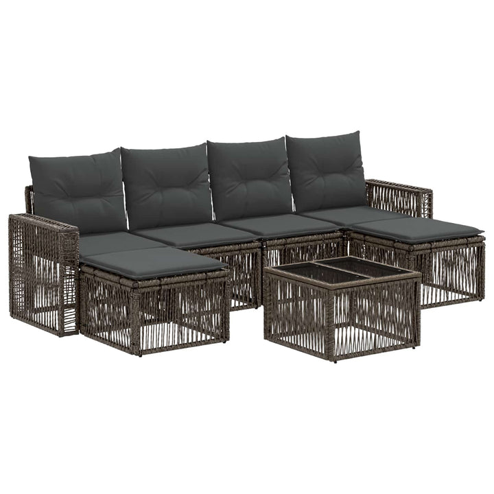 Havesofa Sæt 7 stk. Grå og Mørkegrå polyrattan