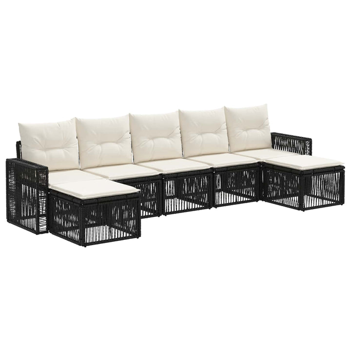 Havesofa Sæt 7 stk. Sort og Cremehvid polyrattan