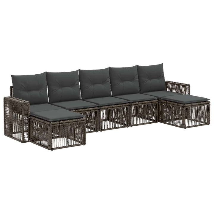 Havesofa Sæt 7 stk. Grå og Mørkegrå polyrattan