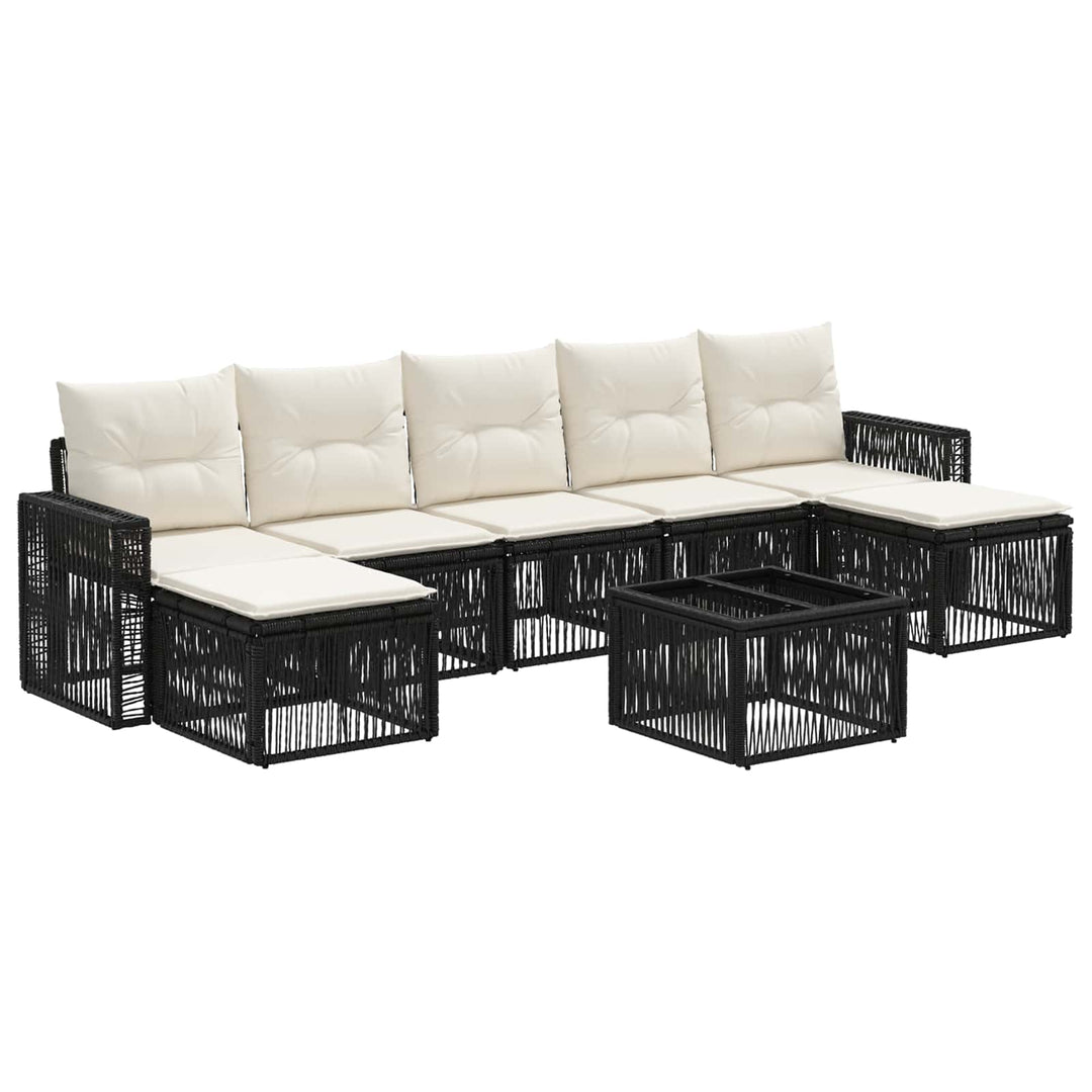 Havesofa Sæt 8 stk. Sort og Cremehvid polyrattan
