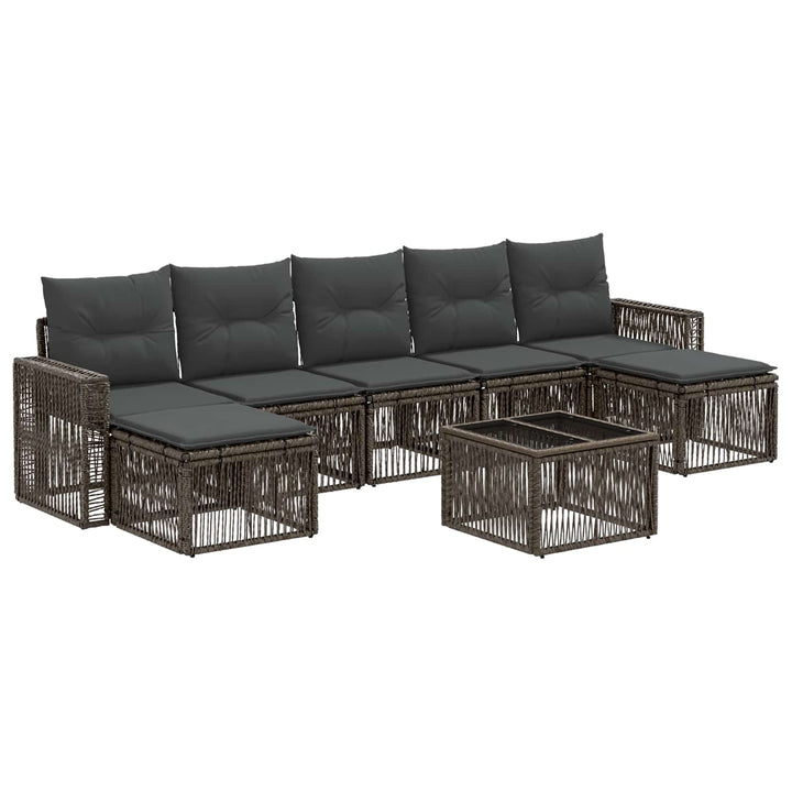 Havesofa Sæt 8 stk. Grå og Mørkegrå polyrattan