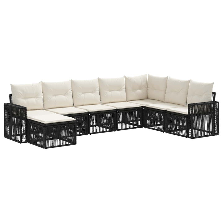 Havesofa Sæt 8 stk. Sort og Cremehvid polyrattan