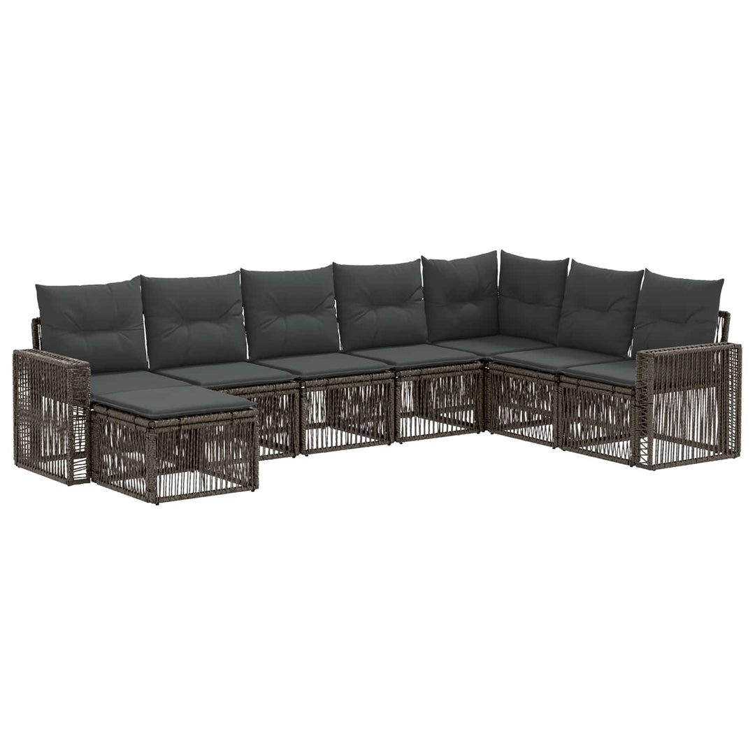 Havesofa Sæt 8 stk. Grå og Mørkegrå polyrattan