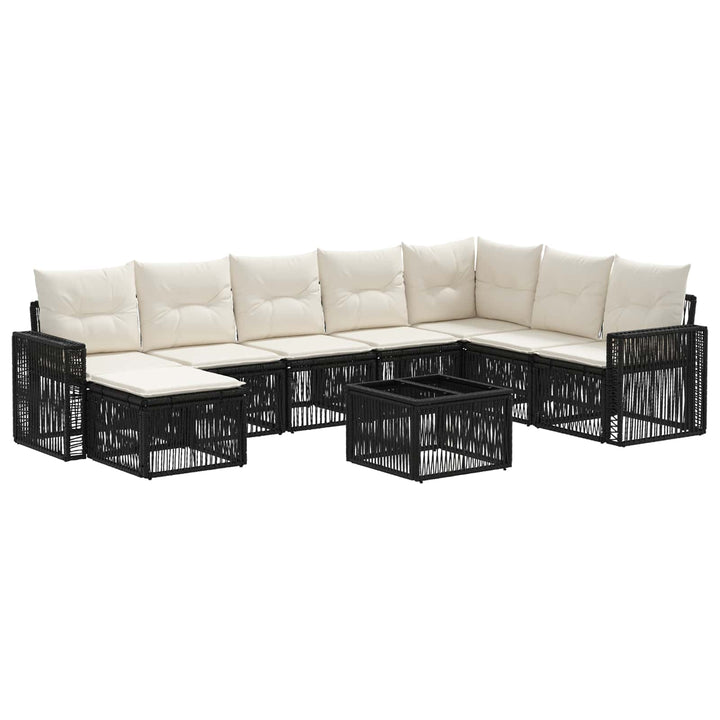 Havesofa Sæt 9 stk. Sort og Cremehvid polyrattan