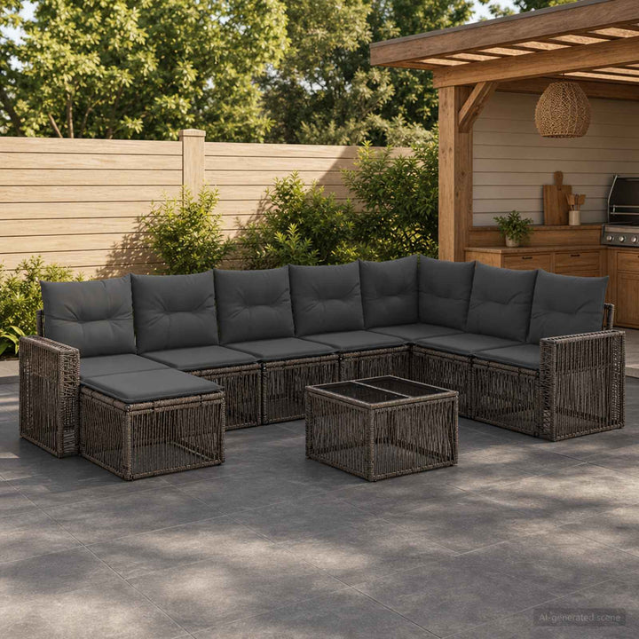 Havesofa Sæt 9 stk. Grå og Mørkegrå polyrattan