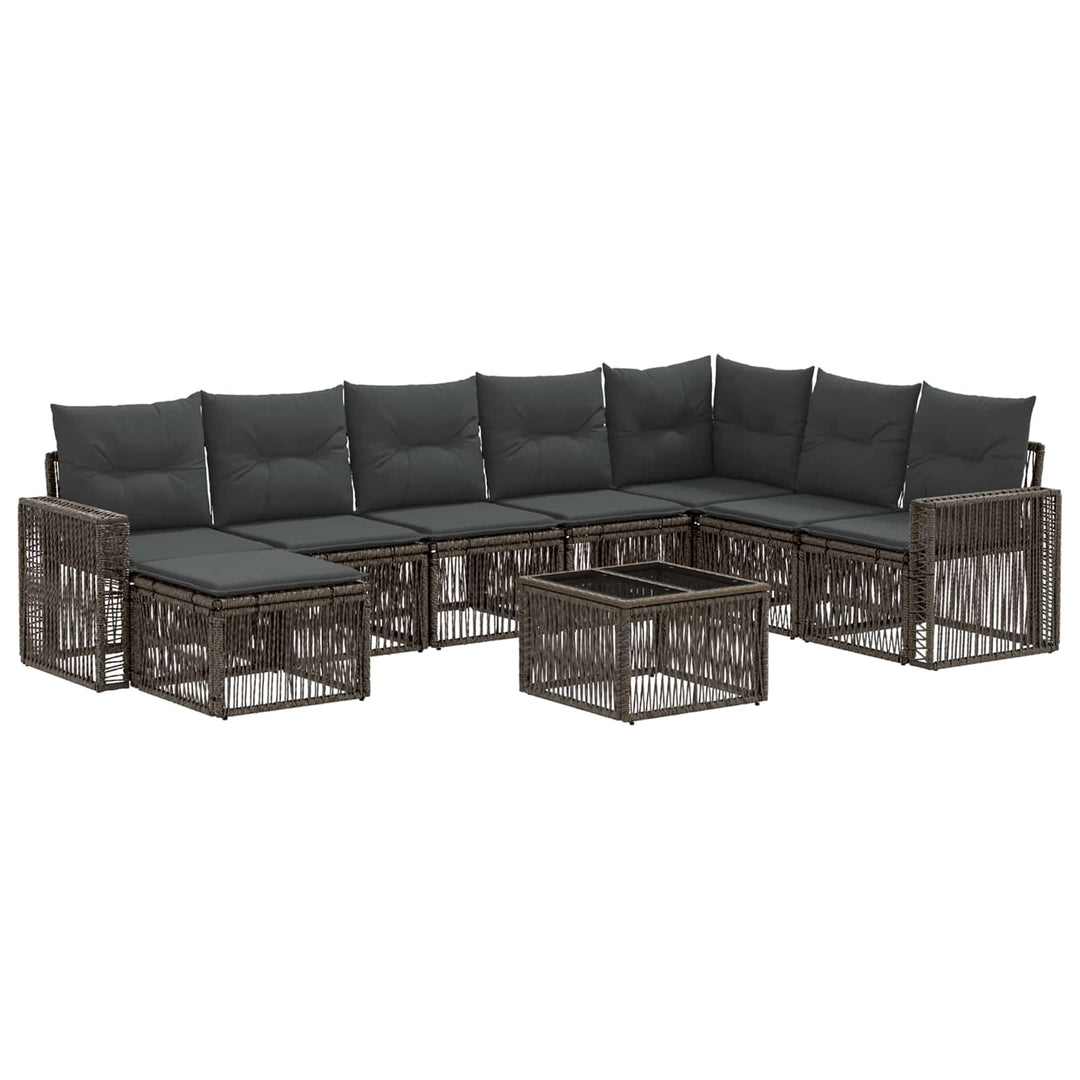Havesofa Sæt 9 stk. Grå og Mørkegrå polyrattan