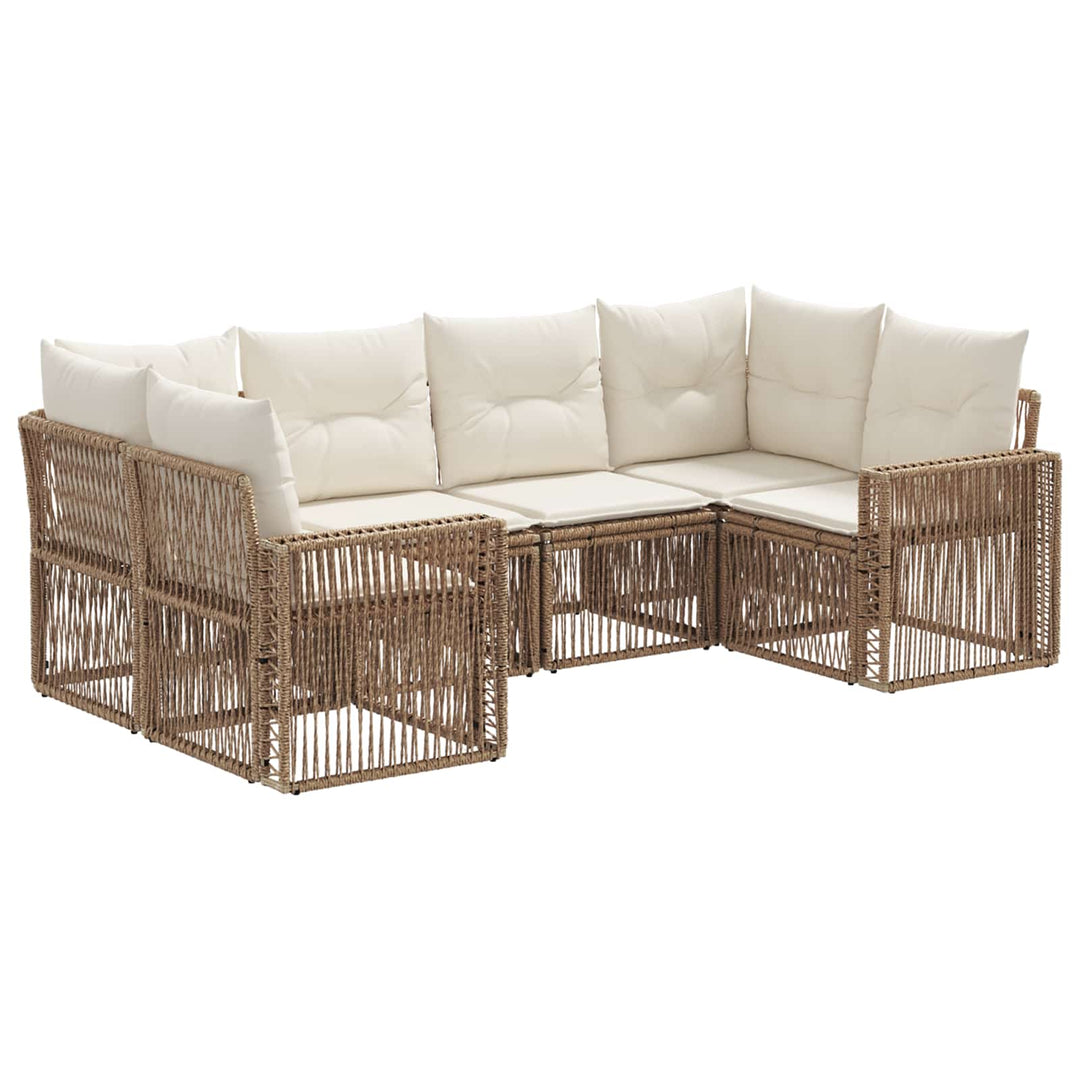 Havesofa Sæt 6 stk. 6-Antal sæder Beige og cremehvid polyrattan
