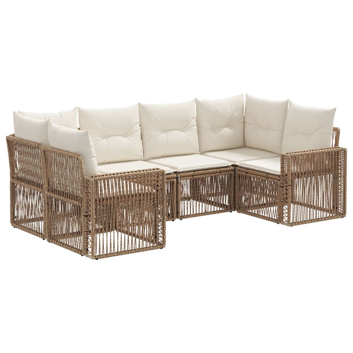 Havesofa Sæt 6 stk. 6-Antal sæder Beige og cremehvid polyrattan