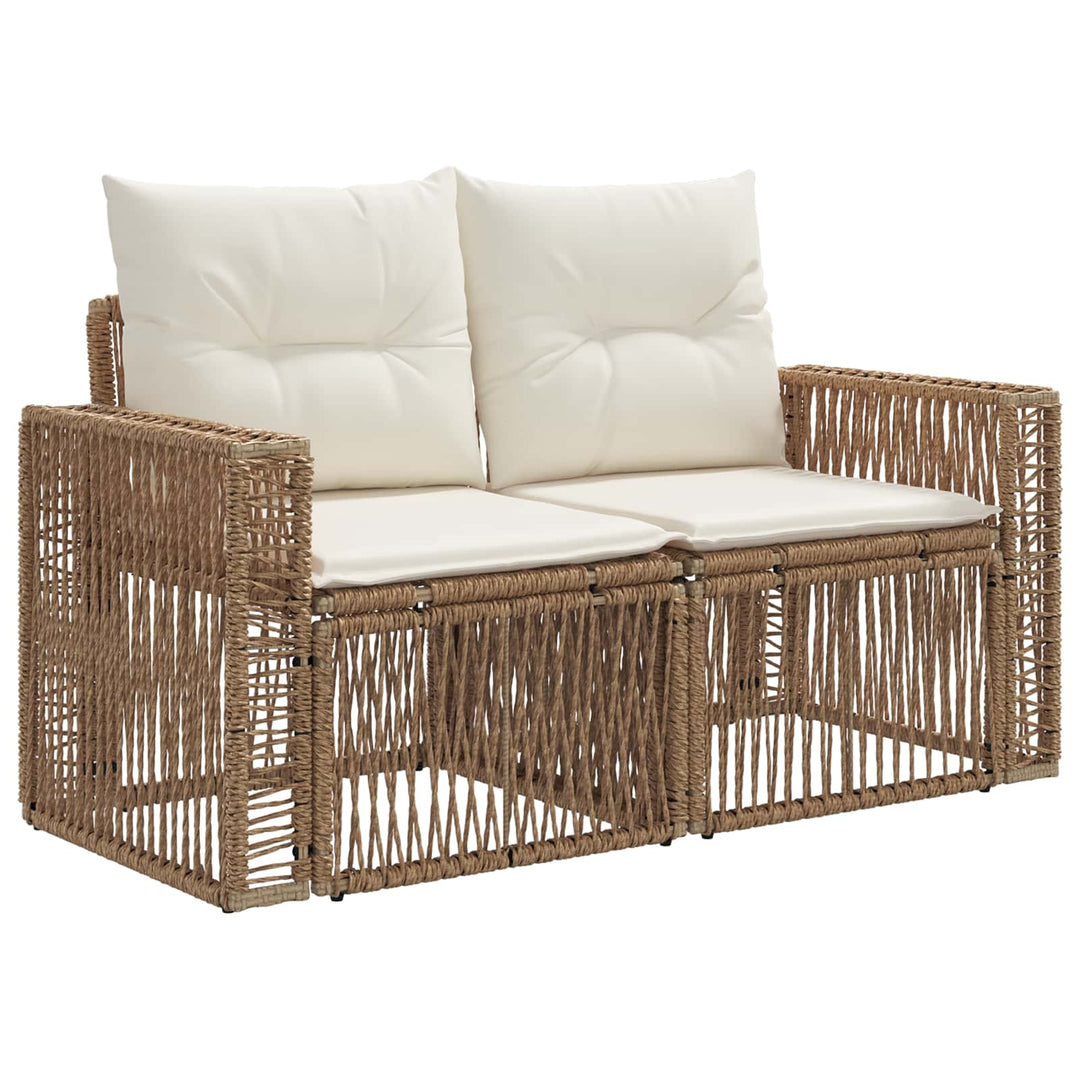 Havesofa Sæt 6 stk. 6-Antal sæder Beige og cremehvid polyrattan