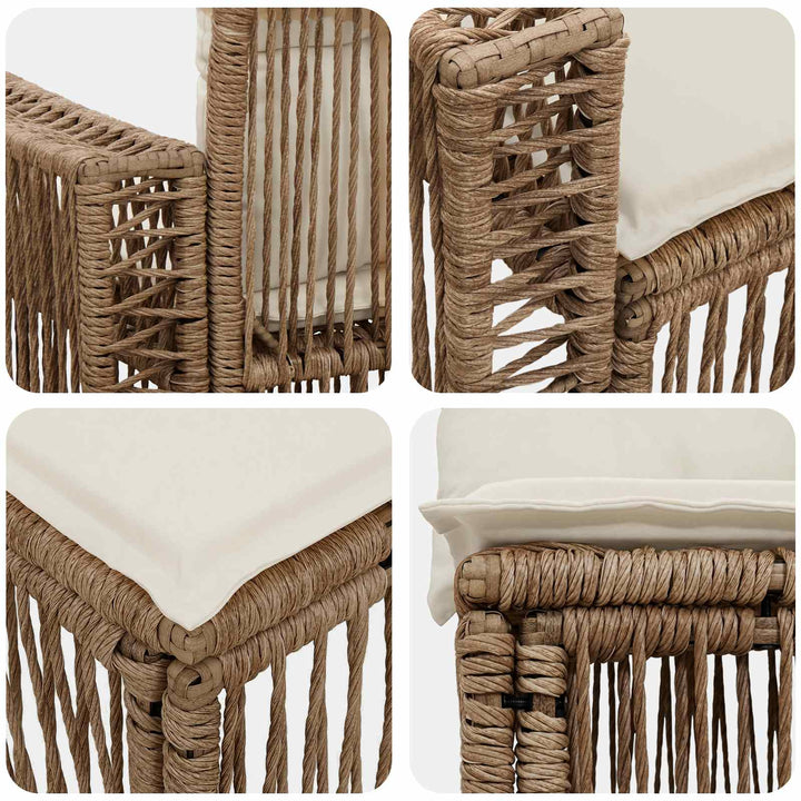 Havesofa Sæt 7 stk. 7-Antal sæder Beige og cremehvid polyrattan