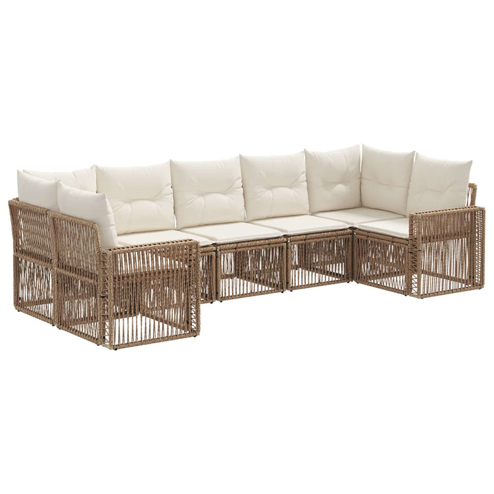 Havesofa Sæt 7 stk. 7-Antal sæder Beige og cremehvid polyrattan