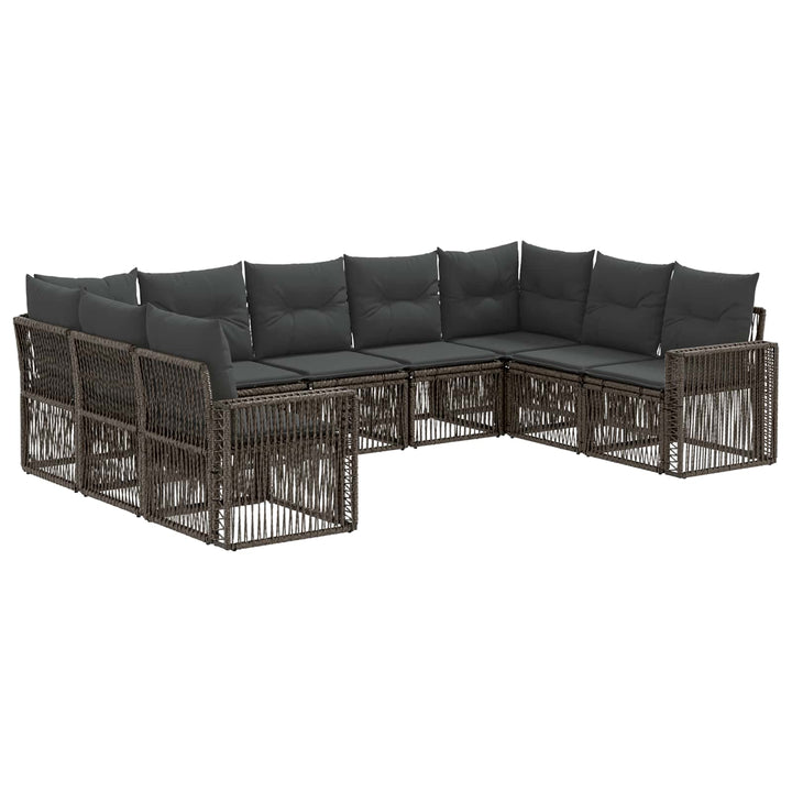 Havesofa Sæt 9 stk. Grå og Mørkegrå polyrattan