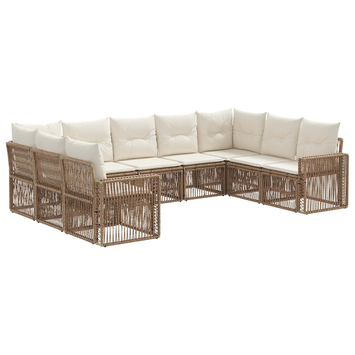 Havesofa Sæt 9 stk. Beige og cremehvid polyrattan