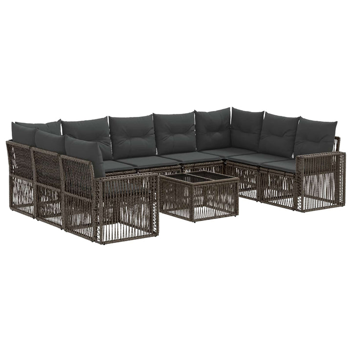 Havesofa Sæt 10 stk. Grå og Mørkegrå polyrattan