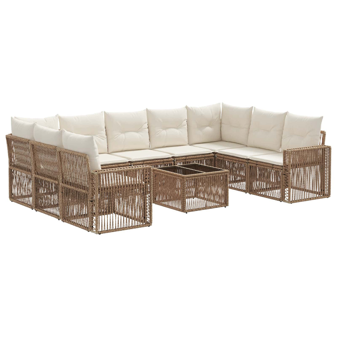 Havesofa Sæt 10 stk. Beige og cremehvid polyrattan