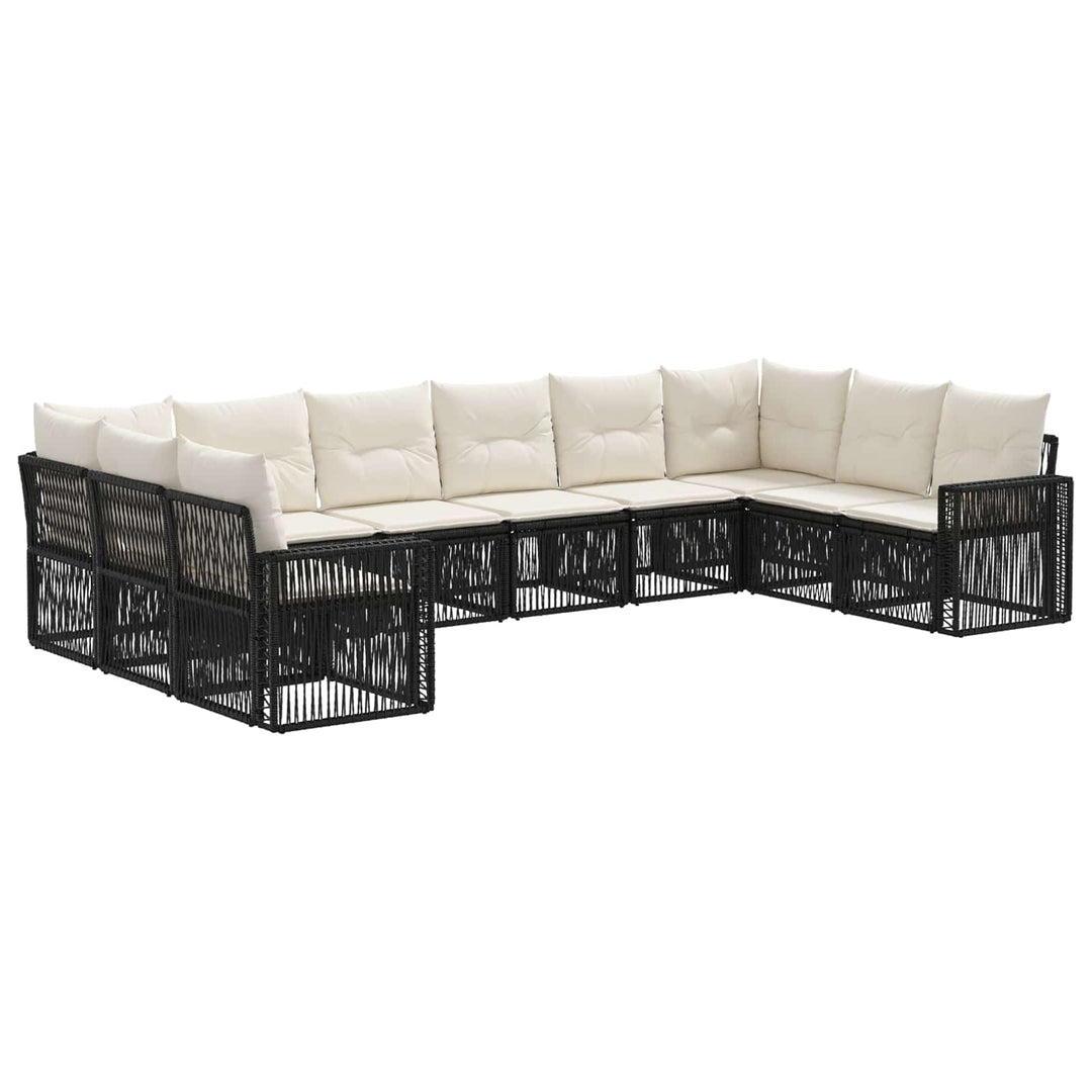 Havesofa Sæt 10 stk. Sort og Cremehvid polyrattan