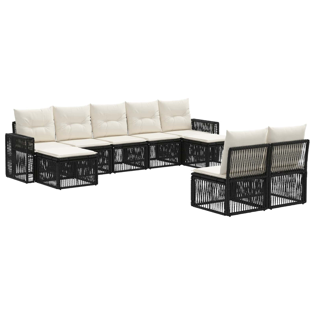 Havesofa Sæt 9 stk. Sort og Cremehvid polyrattan