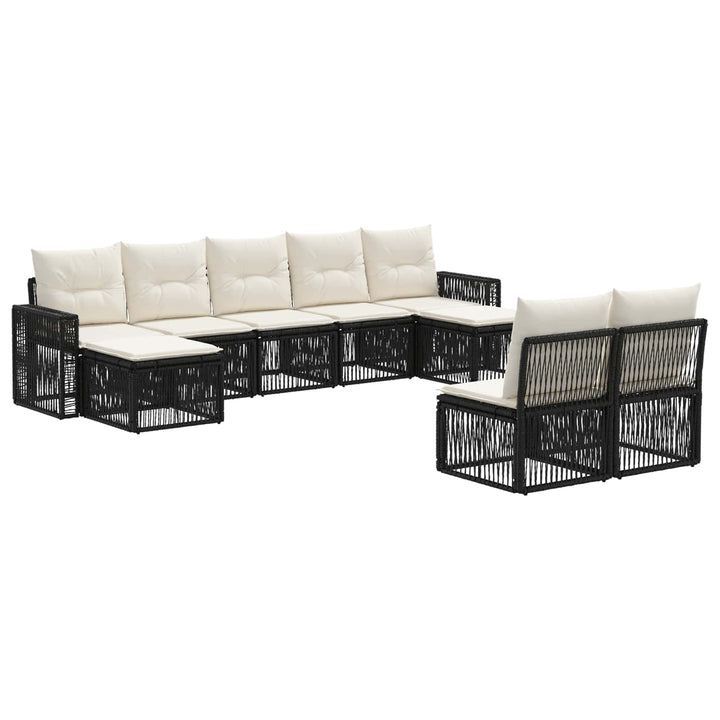 Havesofa Sæt 9 stk. Sort og Cremehvid polyrattan