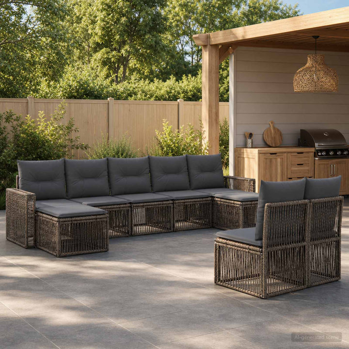 Havesofa Sæt 9 stk. Grå og Mørkegrå polyrattan