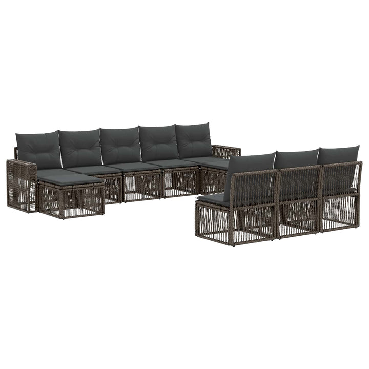 Havesofa Sæt 10 stk. Grå og Mørkegrå polyrattan