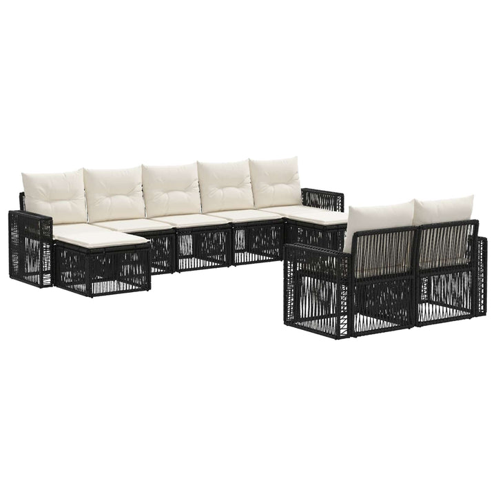 Havesofa Sæt 9 stk. Sort og Cremehvid polyrattan
