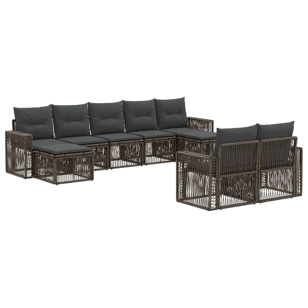 Havesofa Sæt 9 stk. Grå og Mørkegrå polyrattan