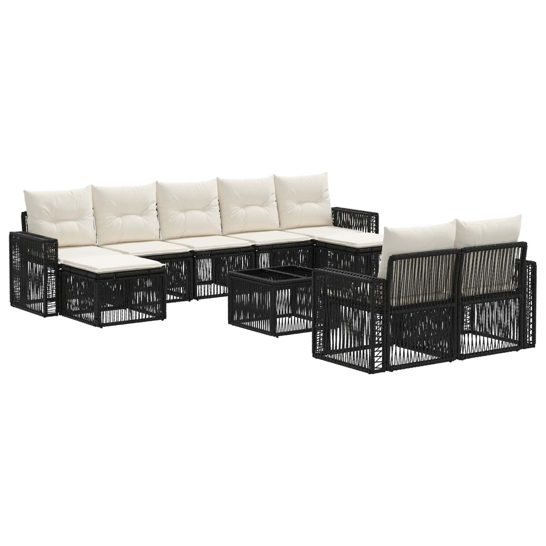 Havesofa Sæt 10 stk. Sort og Cremehvid polyrattan