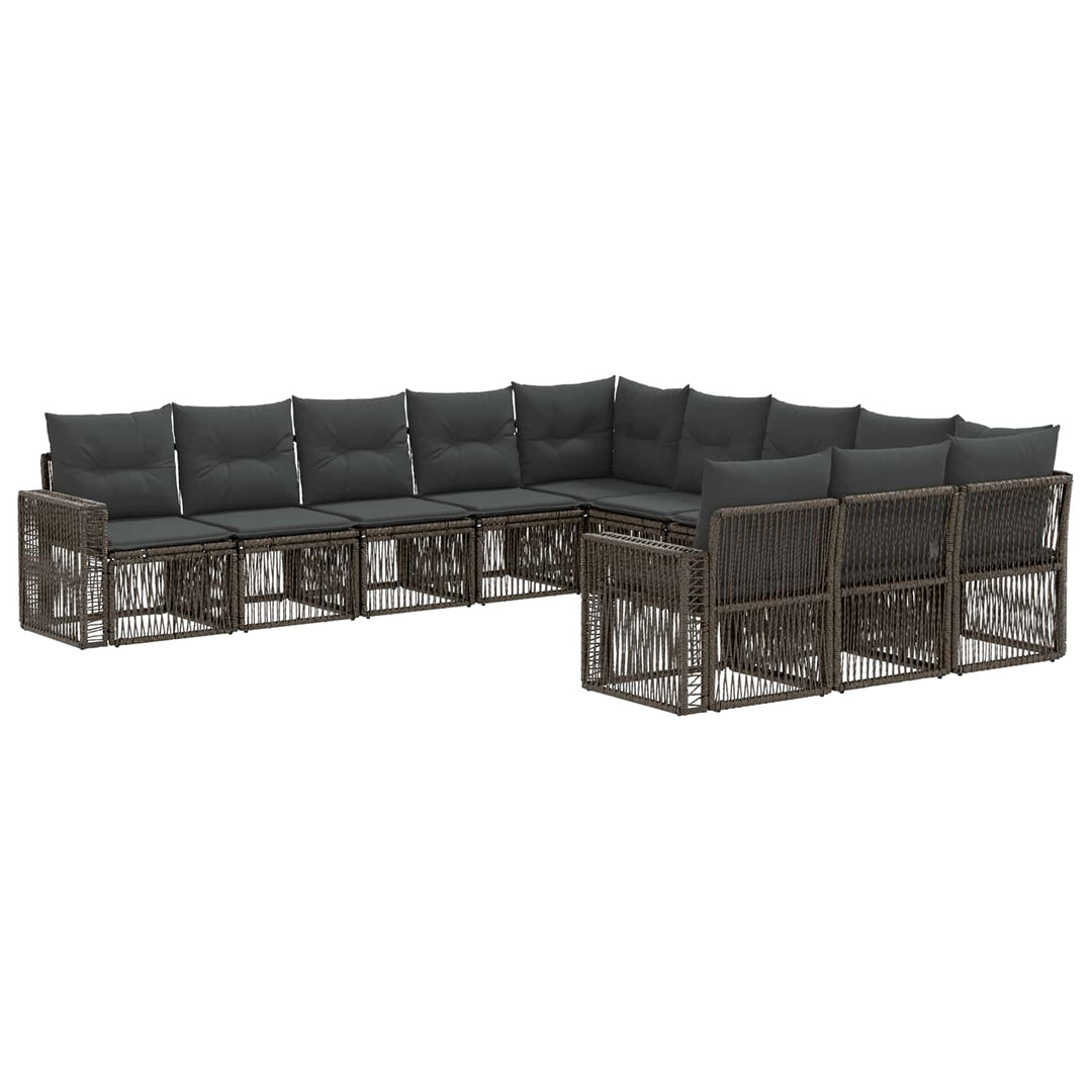 Havesofa Sæt 11 stk. Grå og Mørkegrå polyrattan
