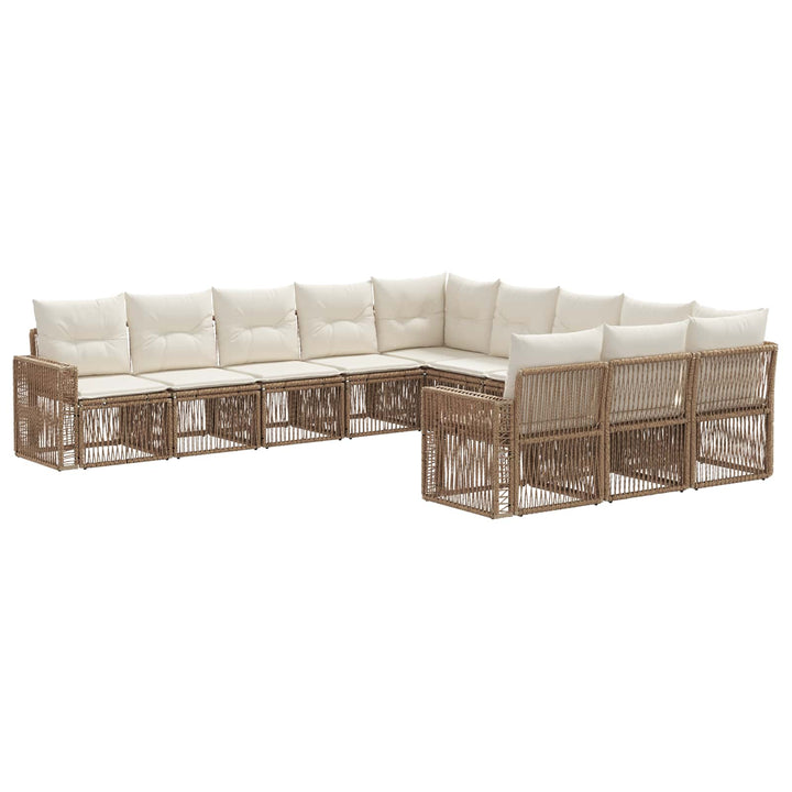 Havesofa Sæt 11 stk. Beige og cremehvid polyrattan