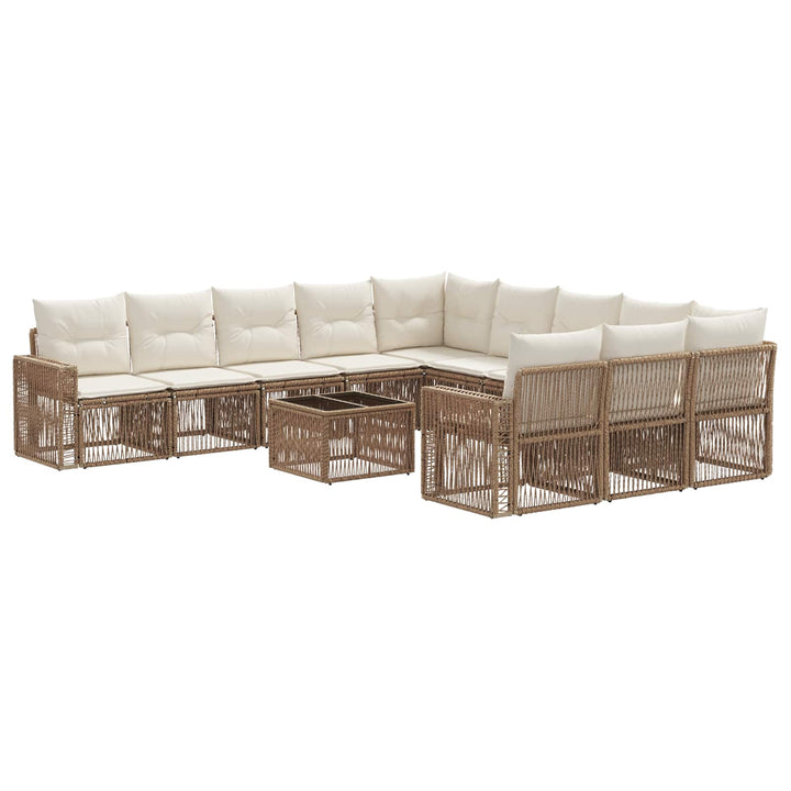 Havesofa Sæt 12 stk. Beige og cremehvid polyrattan