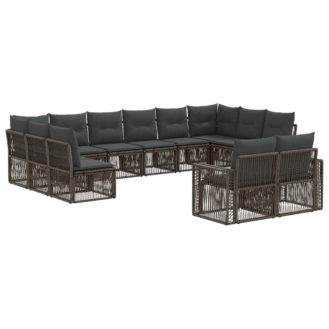 Havesofa Sæt 12 stk. Grå og Mørkegrå polyrattan