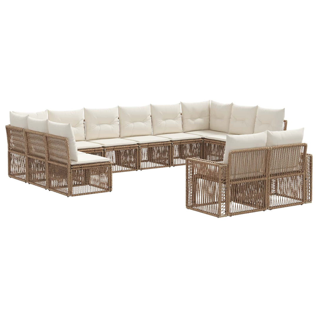 Havesofa Sæt 12 stk. Beige og cremehvid polyrattan