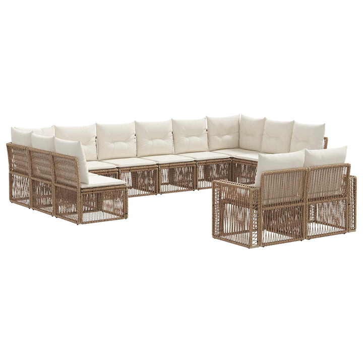 Havesofa Sæt 12 stk. Beige og cremehvid polyrattan