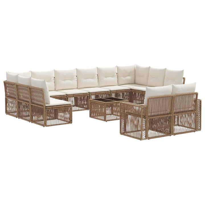 Havesofa Sæt 13 stk. Beige og cremehvid polyrattan