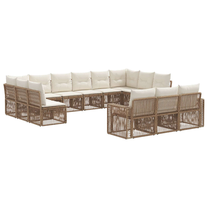 Havesofa Sæt 13 stk. Beige og cremehvid polyrattan
