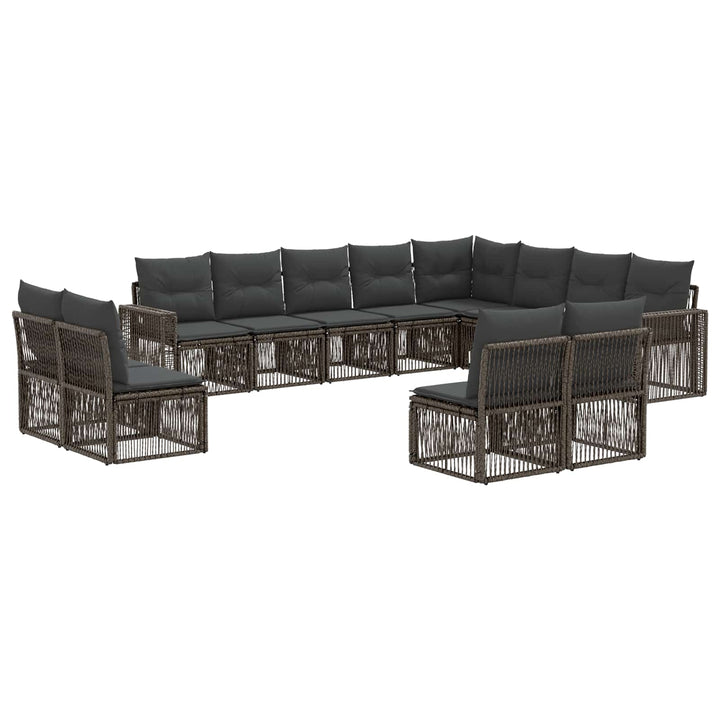 Havesofa Sæt 12 stk. Grå og Mørkegrå polyrattan