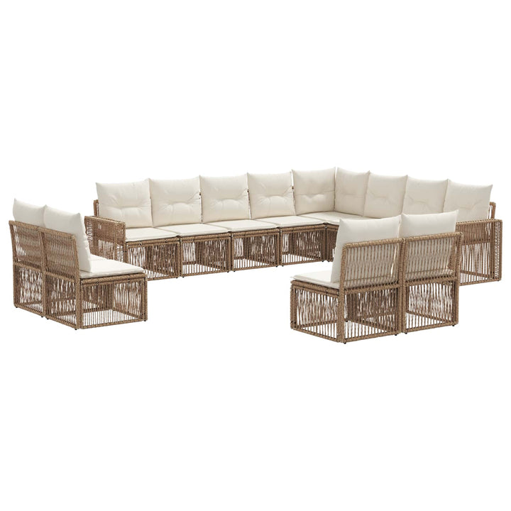 Havesofa Sæt 12 stk. Beige og cremehvid polyrattan