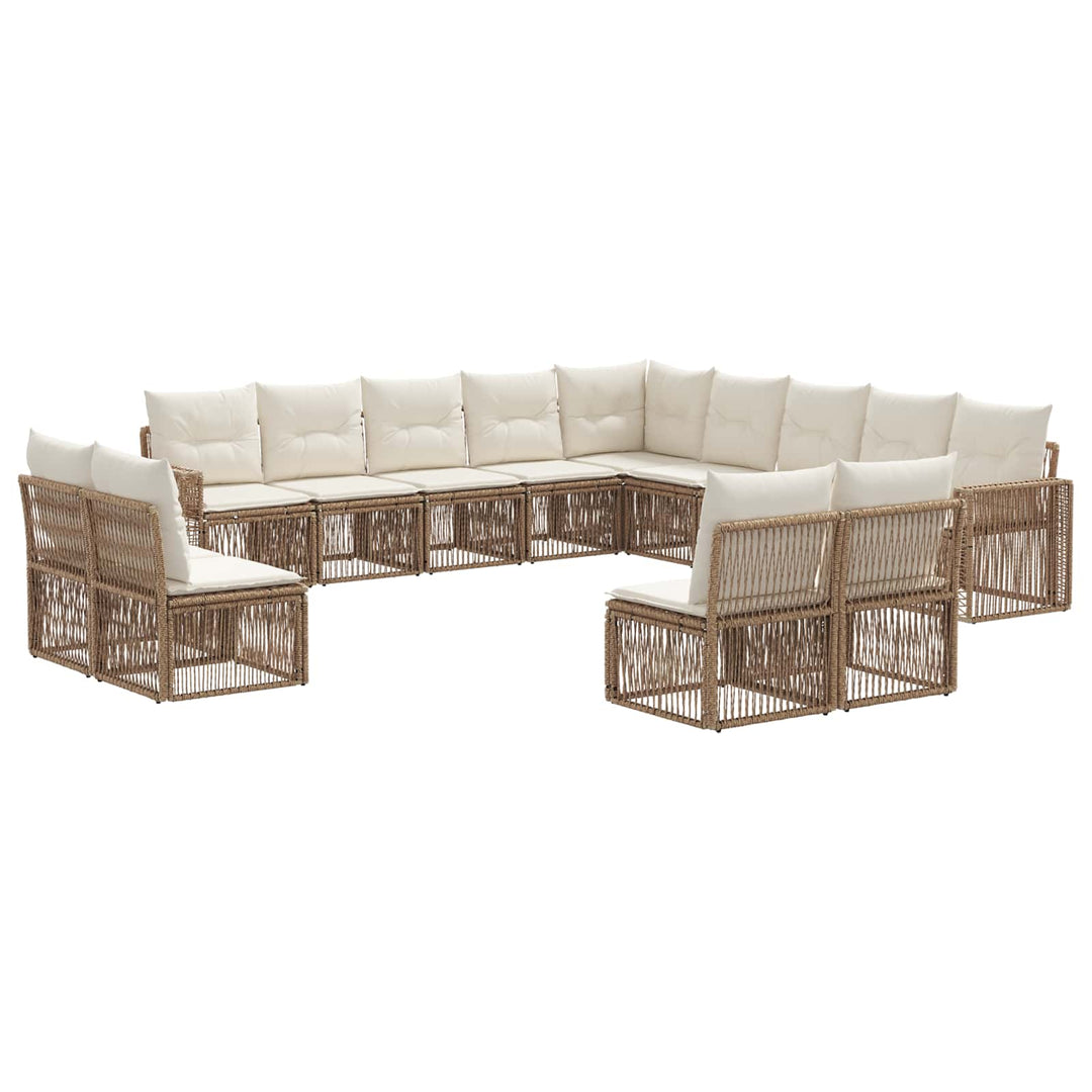 Havesofa Sæt 13 stk. Beige og cremehvid polyrattan