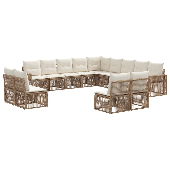 Havesofa Sæt 13 stk. Beige og cremehvid polyrattan