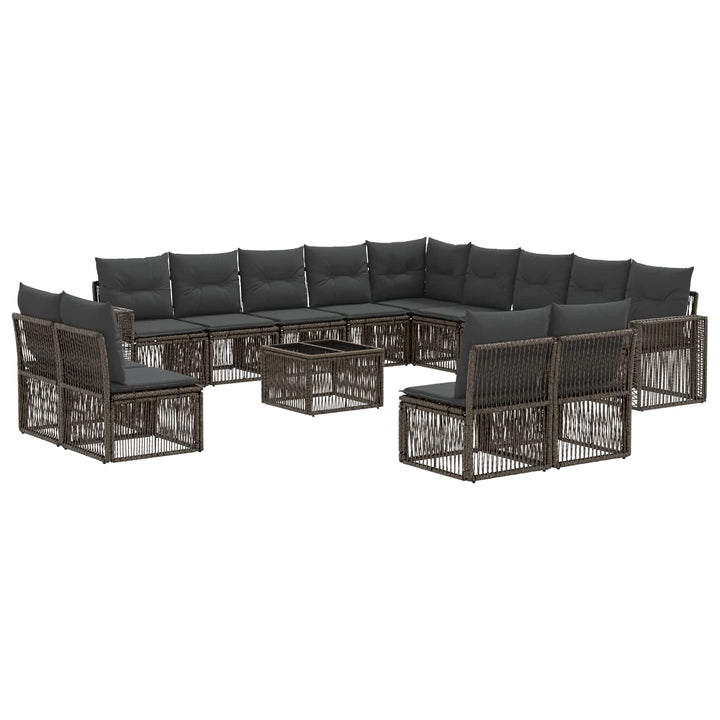 Havesofa Sæt 14 stk. Grå og Mørkegrå polyrattan