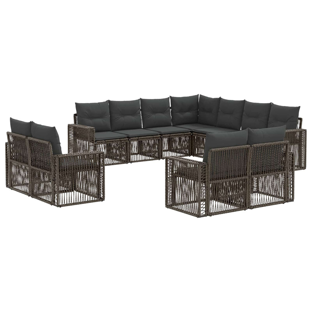 Havesofa Sæt 11 stk. Grå og Mørkegrå polyrattan