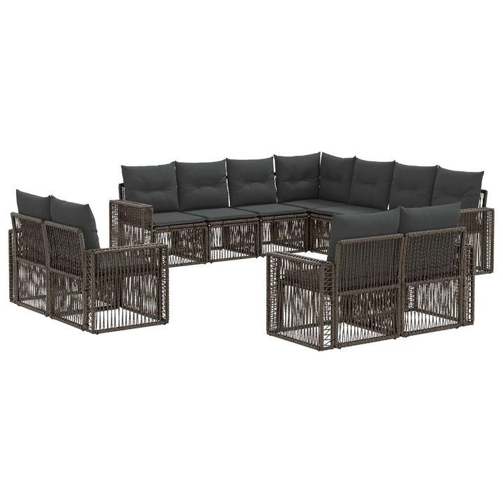 Havesofa Sæt 11 stk. Grå og Mørkegrå polyrattan