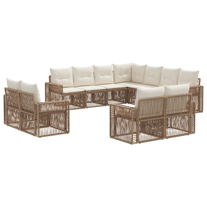 Havesofa Sæt 11 stk. Beige og cremehvid polyrattan