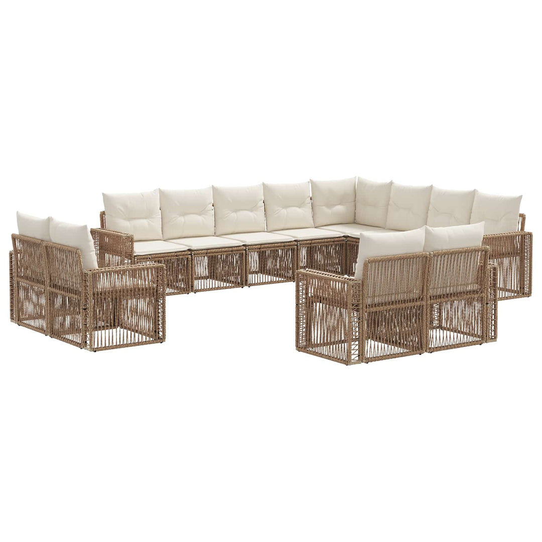 Havesofa Sæt 12 stk. Beige og cremehvid polyrattan