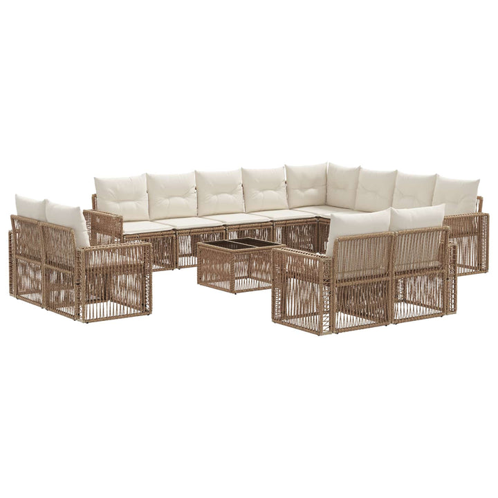 Havesofa Sæt 13 stk. Beige og cremehvid polyrattan