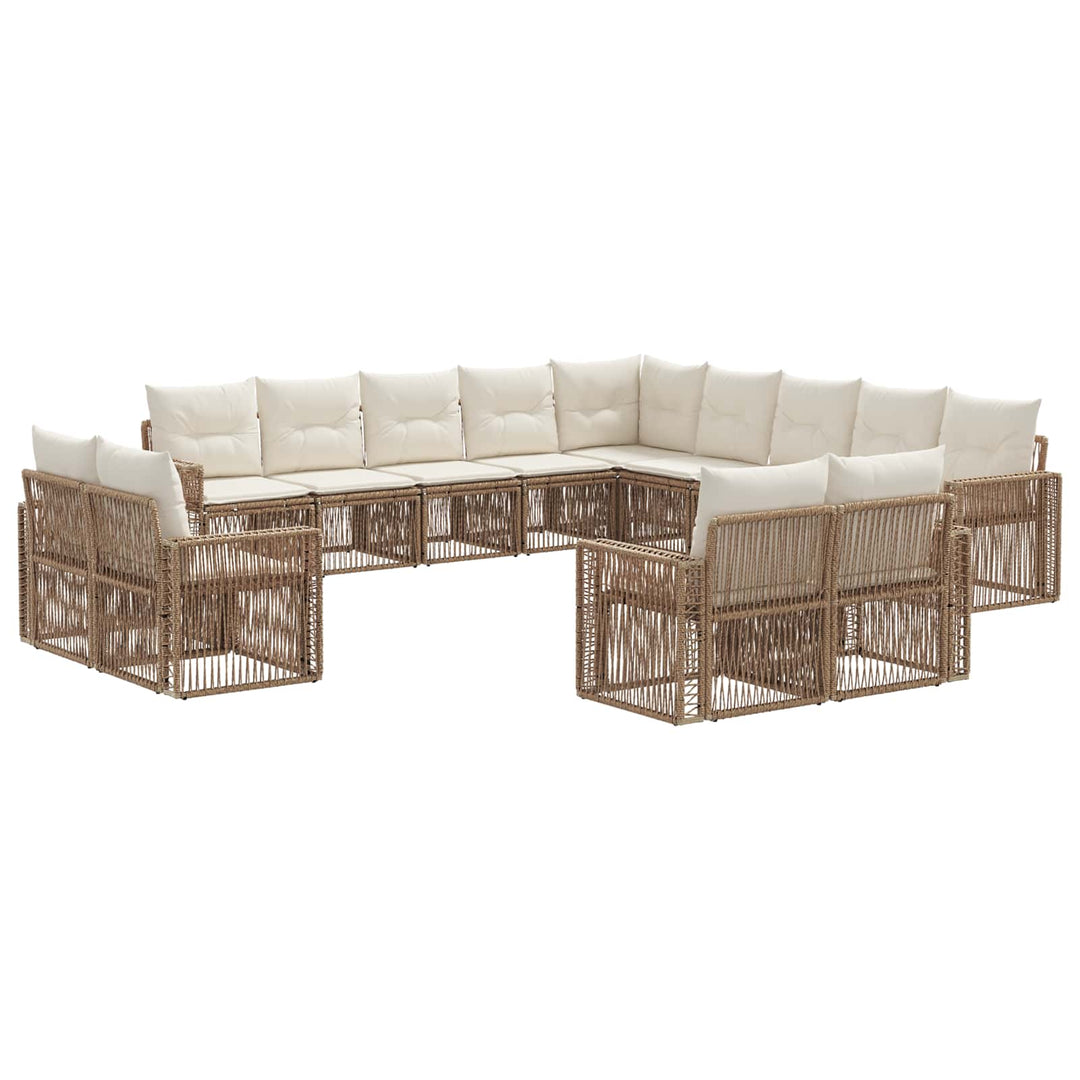 Havesofa Sæt 13 stk. Beige og cremehvid polyrattan