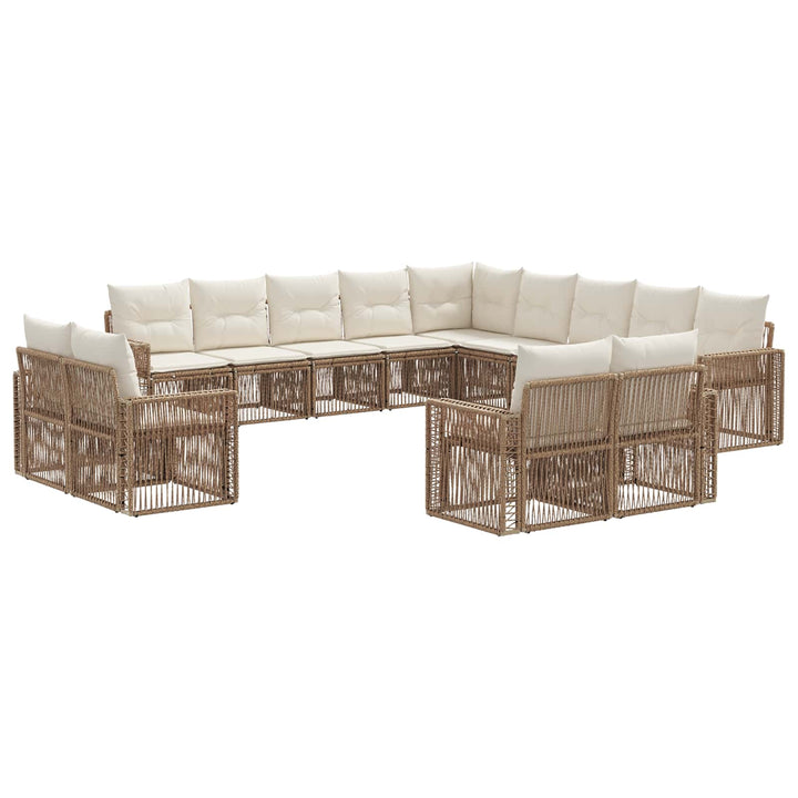 Havesofa Sæt 13 stk. Beige og cremehvid polyrattan
