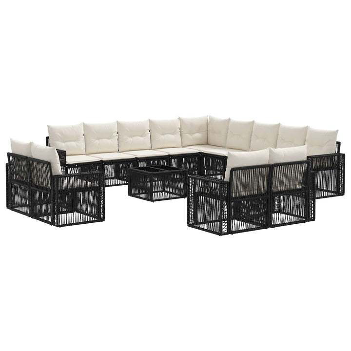 Havesofa Sæt 14 stk. Sort og Cremehvid polyrattan
