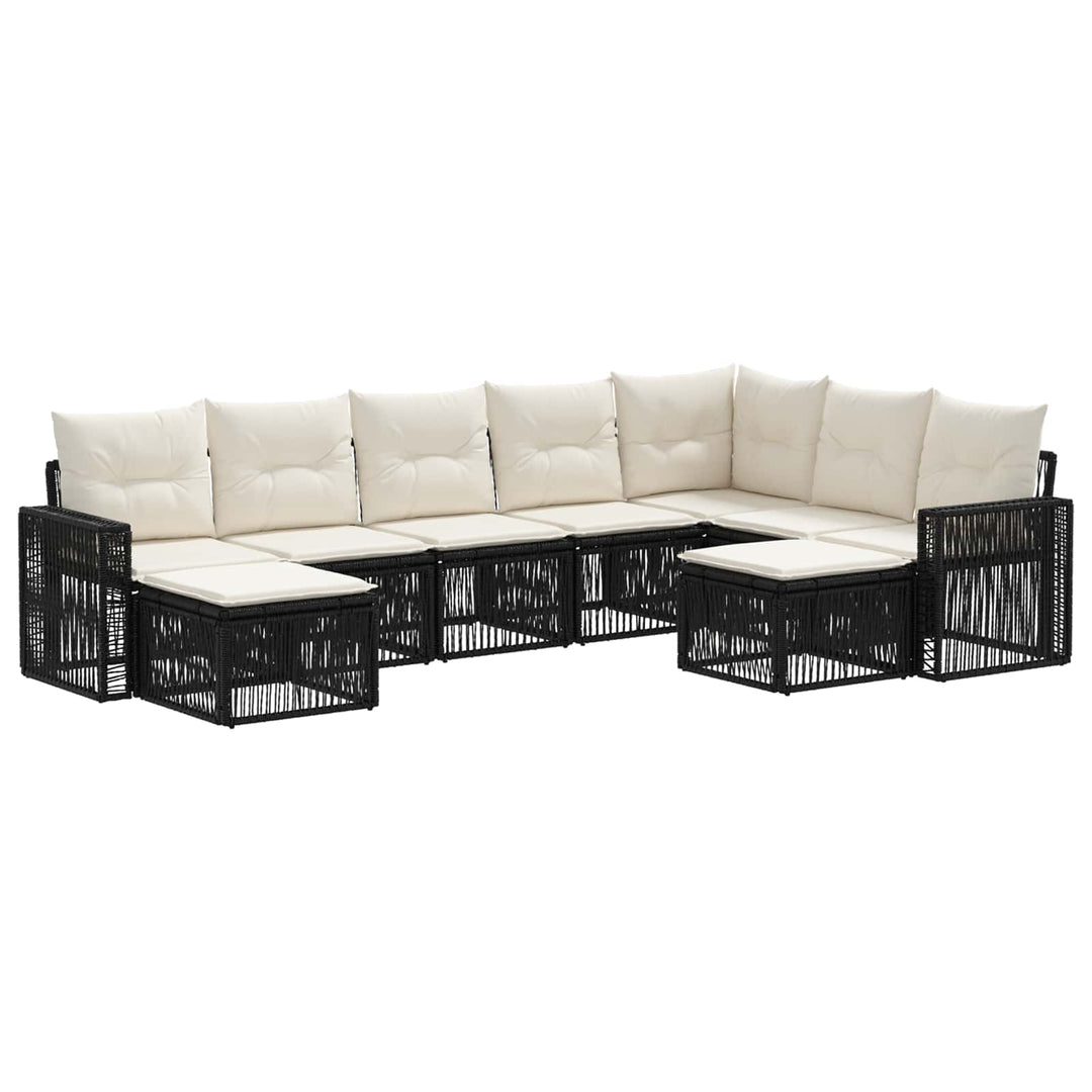 Havesofa Sæt 9 stk. Sort og Cremehvid polyrattan